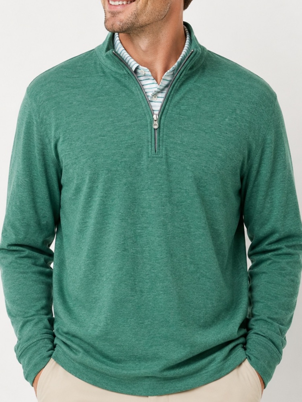 Peter Millar Crown Soft Quarter Zip Pullover Sweater Green XL